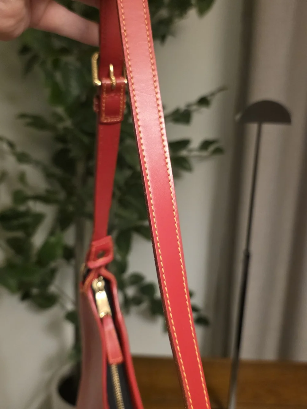 Dooney & Bourke Cabrio Red and Yellow Polka Dot Perforated Leather Hobo Purse